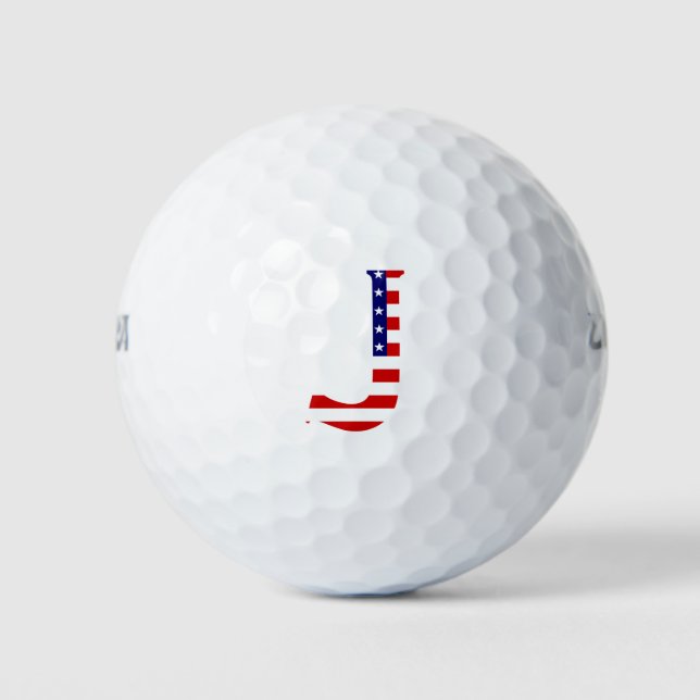 J Monogram overlaid on USA Flag wu gbcnt Golf Balls (Front)
