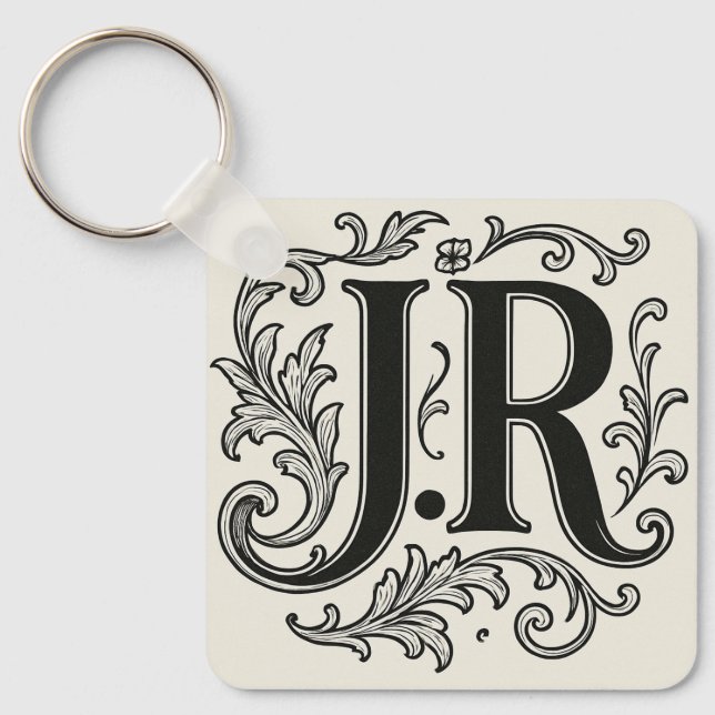 J.R Initials with Decor Key Ring (Front)