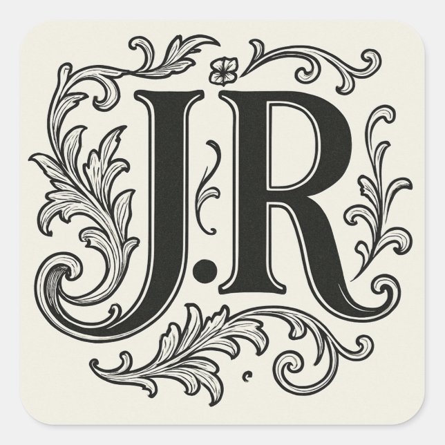 J.R Initials with Decor Square Sticker (Front)