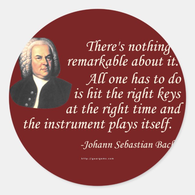 J.S. Bach on Playing Classic Round Sticker (Front)