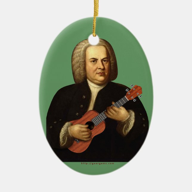 J.S. Bach on Uke Ceramic Ornament (Front)