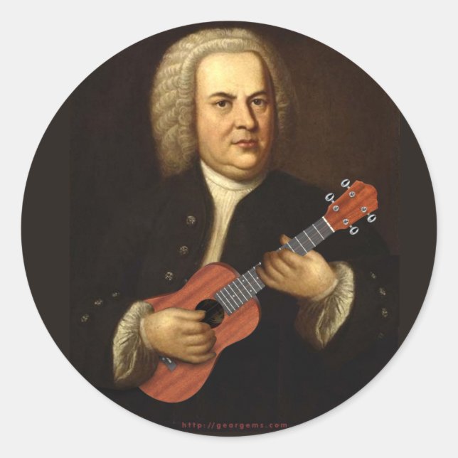 J.S. Bach on Uke Classic Round Sticker (Front)