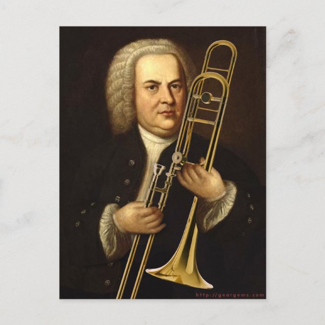 J.S. Bach with Trombone Postcard (Front)