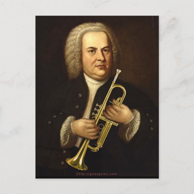 J.S. Bach with Trumpet Postcard (Front)