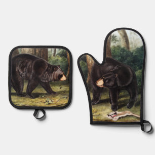 J.W. Audubon - Ursus Americanus Black Bear Oven Mitt & Pot Holder Set