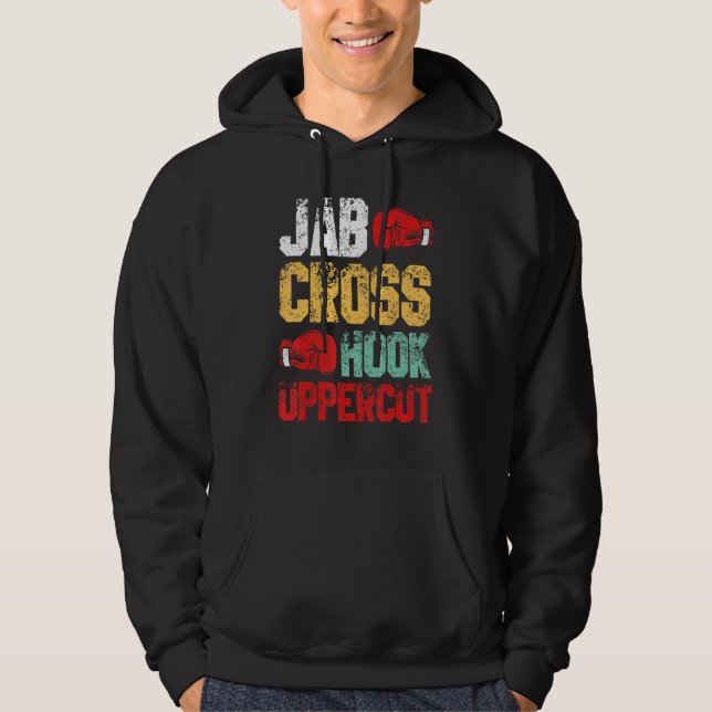 Jab Cross Hook Uppercut Boxer Kickboxing Hoodie (Front)