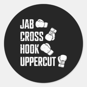 Jab Cross Hook Uppercut Boxer Workout Kickboxing Classic Round Sticker