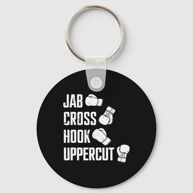 Jab Cross Hook Uppercut Boxer Workout Kickboxing  Key Ring (Front)