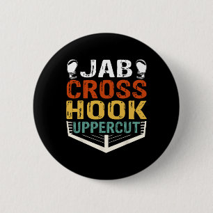 Jab Cross Hook Uppercut Boxer Workout Men Women Ki 6 Cm Round Badge