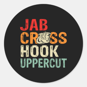 Jab Cross Hook Uppercut Boxer Workout Men Women Ki Classic Round Sticker