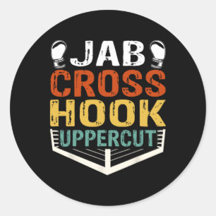 Jab Cross Hook Uppercut Boxer Workout Men Women Ki Classic Round Sticker