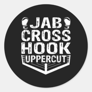 Jab Cross Hook Uppercut Boxer Workout Men Women Ki Classic Round Sticker