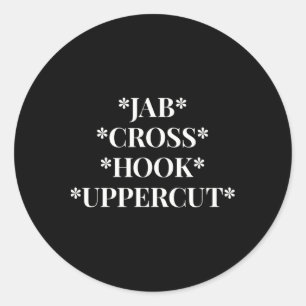 Jab Cross Hook Uppercut Boxer Workout Women Kickbo Classic Round Sticker