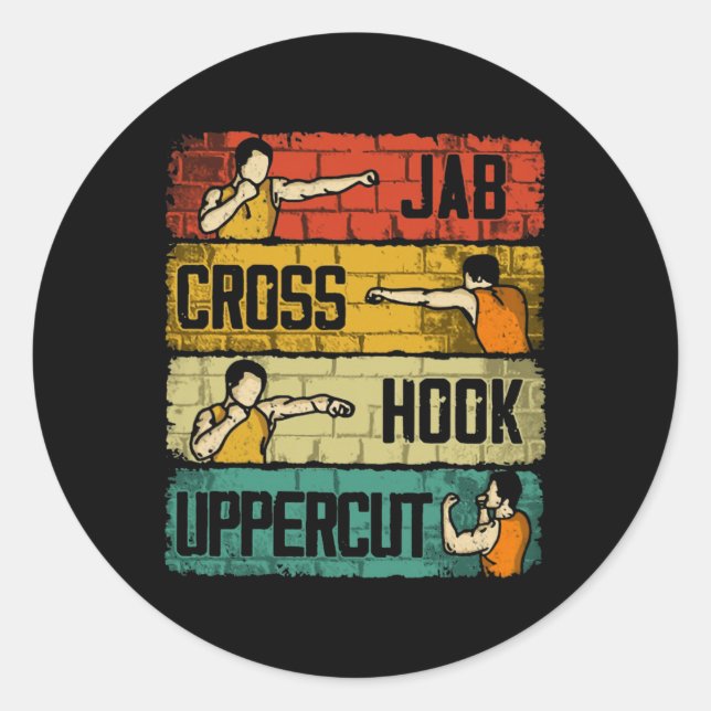 Jab Cross Hook Uppercut Boxing  Classic Round Sticker (Front)