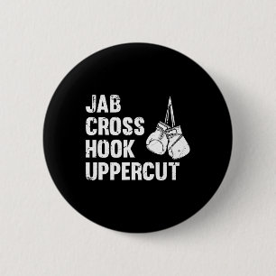 Jab Cross Hook Uppercut Boxing Fighting Technique  6 Cm Round Badge