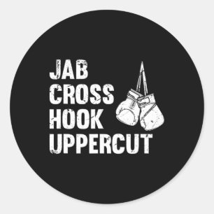 Jab Cross Hook Uppercut Boxing Fighting Technique  Classic Round Sticker