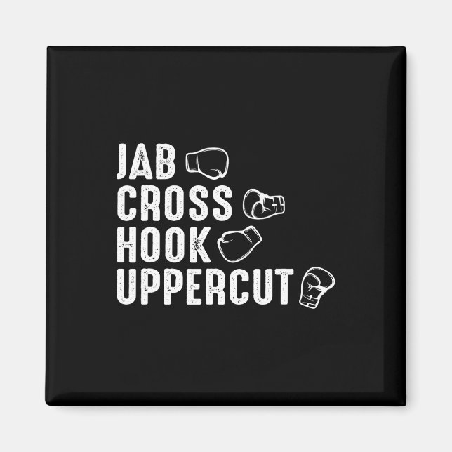 Jab Cross Hook Uppercut Boxing Gloves Boxer  Magnet (Front)