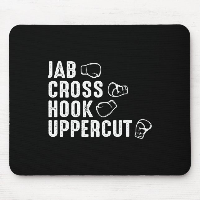 Jab Cross Hook Uppercut Boxing Gloves Boxer  Mouse Pad (Front)