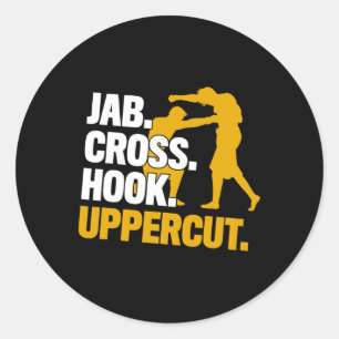 Jab Cross Hook Uppercut Boxing Kickboxing Gift Classic Round Sticker