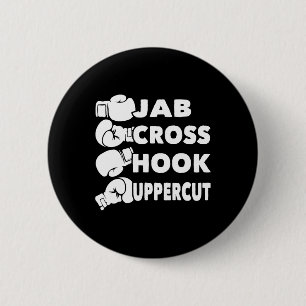 Jab Cross Hook Uppercut - Boxing Lover Gym Boxer K 6 Cm Round Badge