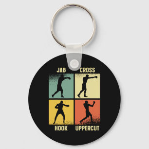 Jab Cross Hook Uppercut – Boxing Moves Graphic Gri Key Ring