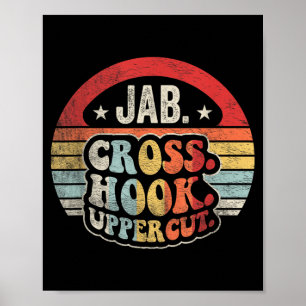 Jab Cross Hook Uppercut Boxing Retro Vintage Poster