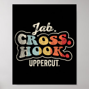 Jab Cross Hook Uppercut Boxing Retro Vintage Poster