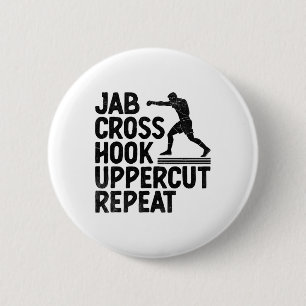 Jab Cross Hook Uppercut Repeat Boxer Sports Athlet 6 Cm Round Badge