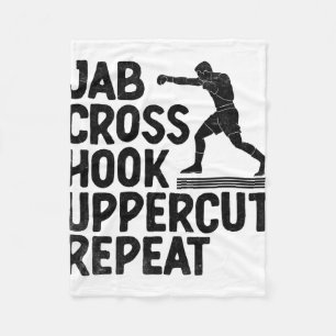 Jab Cross Hook Uppercut Repeat Boxer Sports Athlet Fleece Blanket