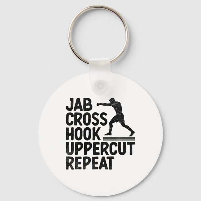 Jab Cross Hook Uppercut Repeat Boxer Sports Athlet Key Ring (Front)