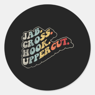 Jab Cross Hook Uppercut Retro Boxing Combat Sports Classic Round Sticker