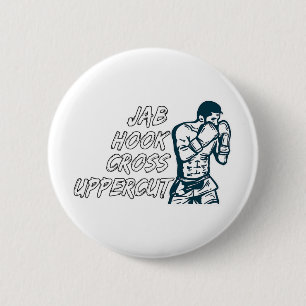 Jab Hook Cross Uppercut Boxing For Boxer Men Boys  6 Cm Round Badge