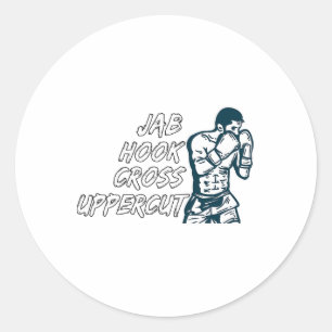 Jab Hook Cross Uppercut Boxing For Boxer Men Boys Classic Round Sticker