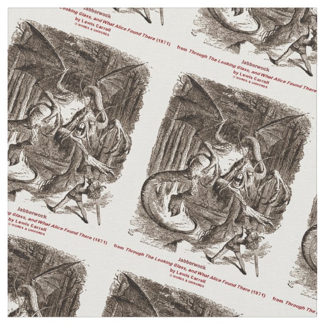 Jabberwock by Lewis Carroll Through Looking Glass Fabric (Close Up)