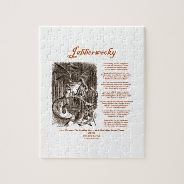 Jabberwocky Poem by Lewis Carroll (Black Adder) Jigsaw Puzzle (Vertical)