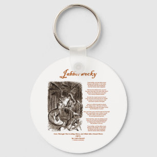 Jabberwocky Poem by Lewis Carroll (Black Adder) Key Ring