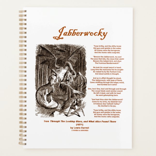 Jabberwocky Poem by Lewis Carroll (Black Adder) Planner (Front)