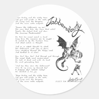 Jabberwocky Poem Classic Round Sticker