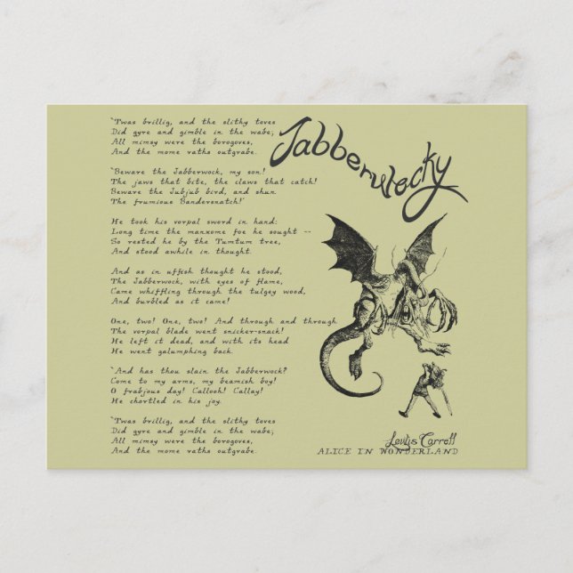 Jabberwocky Poem Postcard (Front)