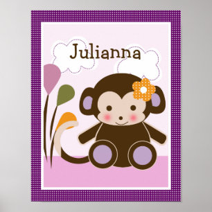 Jacana Monkey Girl Personalised Art Poster