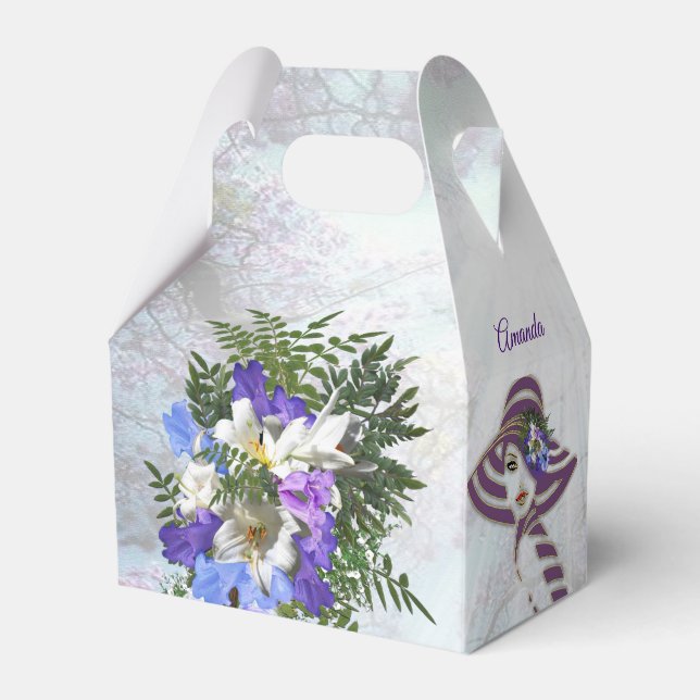 Jacaranda Blooms & Lily  Bouquet  Gift Box (Back Side)