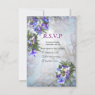 Jacaranda Blooms & Lily Bouquet RSVP Card