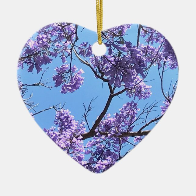 Jacaranda Blossoms Ceramic Ornament (Front)