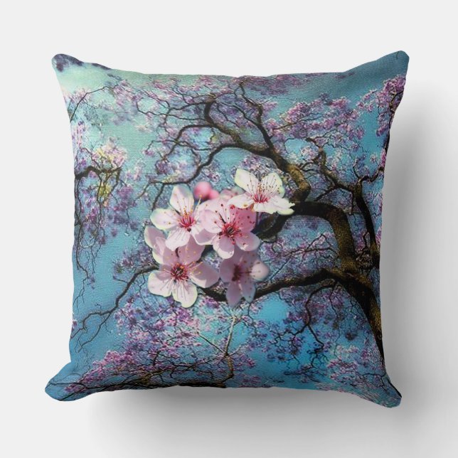 Jacaranda Cherry Blossom Cushion (Front)