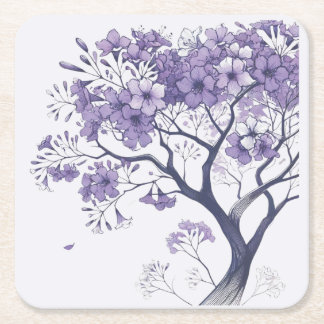 Jacaranda en Flor Square Paper Coaster