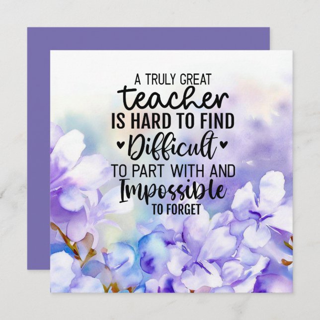 Jacaranda flowers for teacher  thank you card (Front/Back)