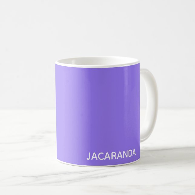 Jacaranda purple colour name coffee mug (Front Right)