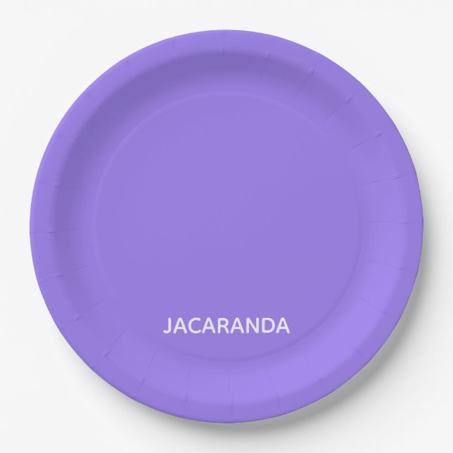 Jacaranda purple colour name paper plate (Front)