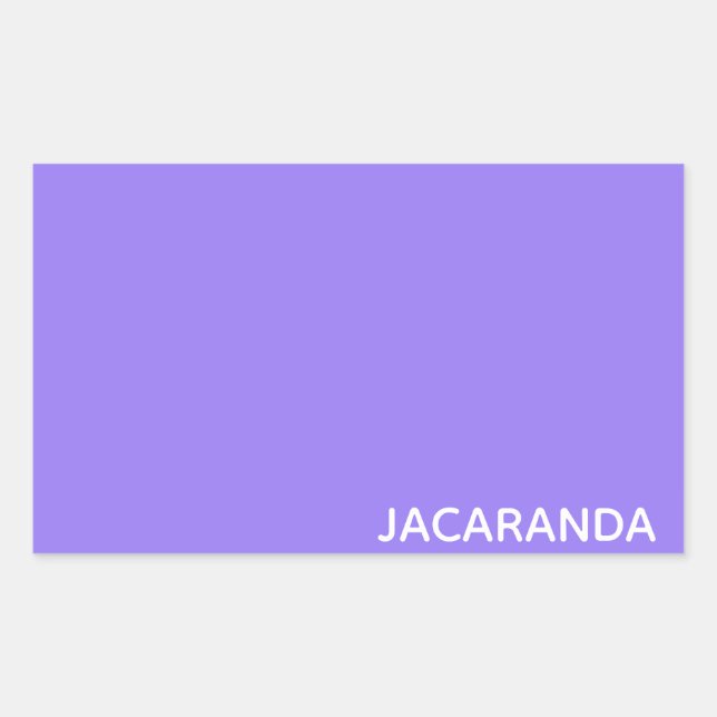 Jacaranda purple colour name rectangular sticker (Front)