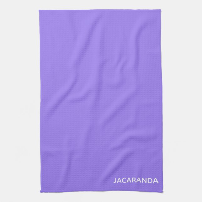 Jacaranda purple colour name tea towel (Vertical)